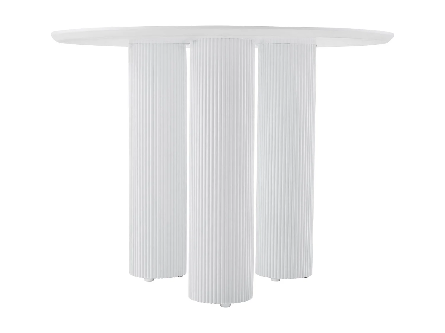 Table à manger ronde – Blanc – pieds colonnes cannelés – 100 cm – FASCONS