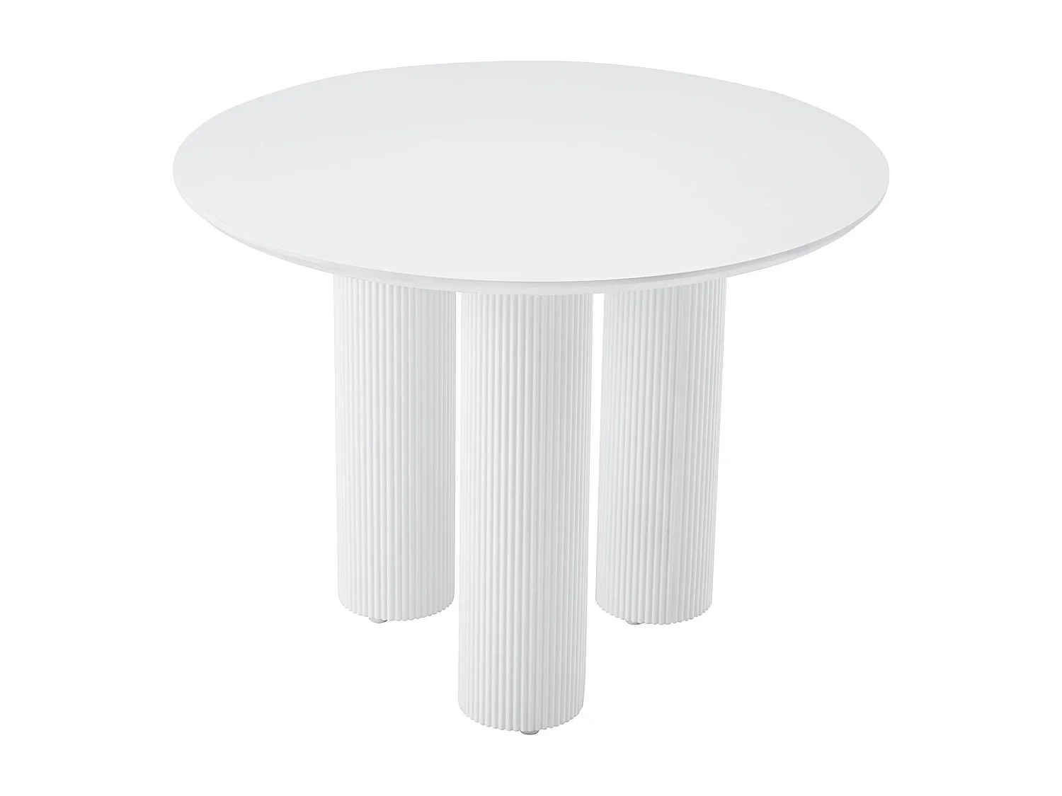 Table à manger ronde – Blanc – pieds colonnes cannelés – 100 cm – FASCONS