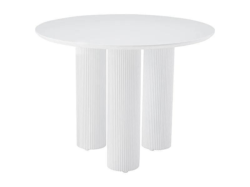 Esstisch rund – Weiß – geriffelte Säulenbeine – 100 cm – FASCONS
