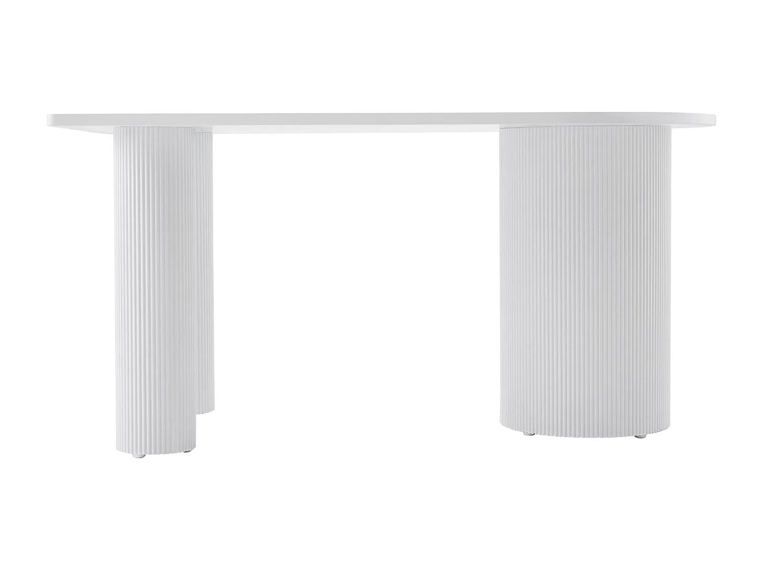 Esstisch rechteckig – Weiß – halbrunde Seite – geriffelte Säulenbeine – 150×90 cm – DICALIZE