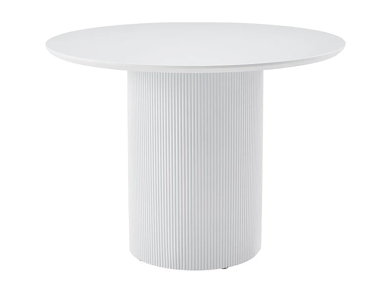 Esstisch rund – Weiß – geriffelter Zylindersockel – 100 cm – TRUALLY