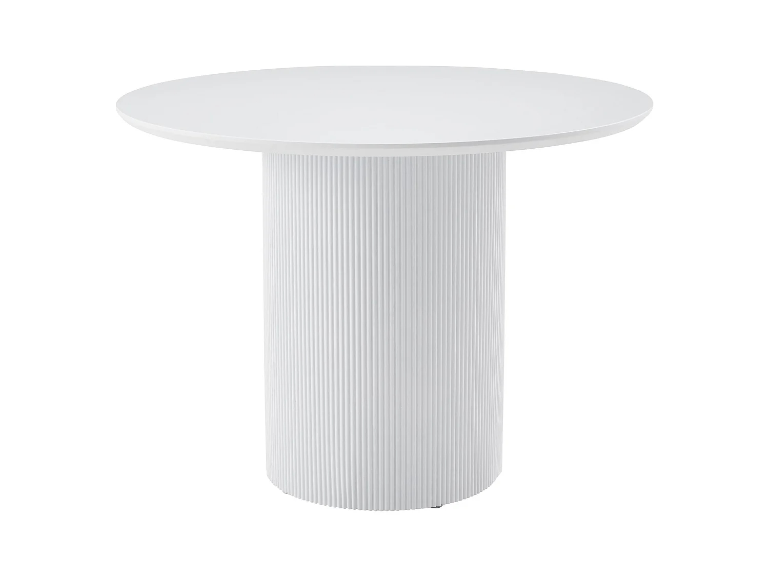 Table à manger ronde – Blanc – socle cylindrique cannelé – 100 cm – TRUALLY