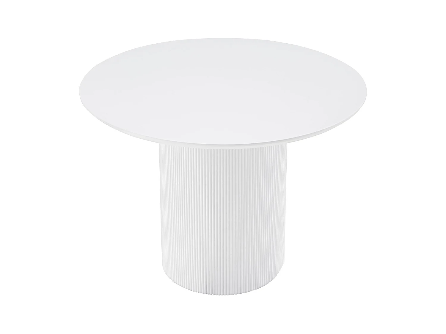 Table à manger ronde – Blanc – socle cylindrique cannelé – 100 cm – TRUALLY