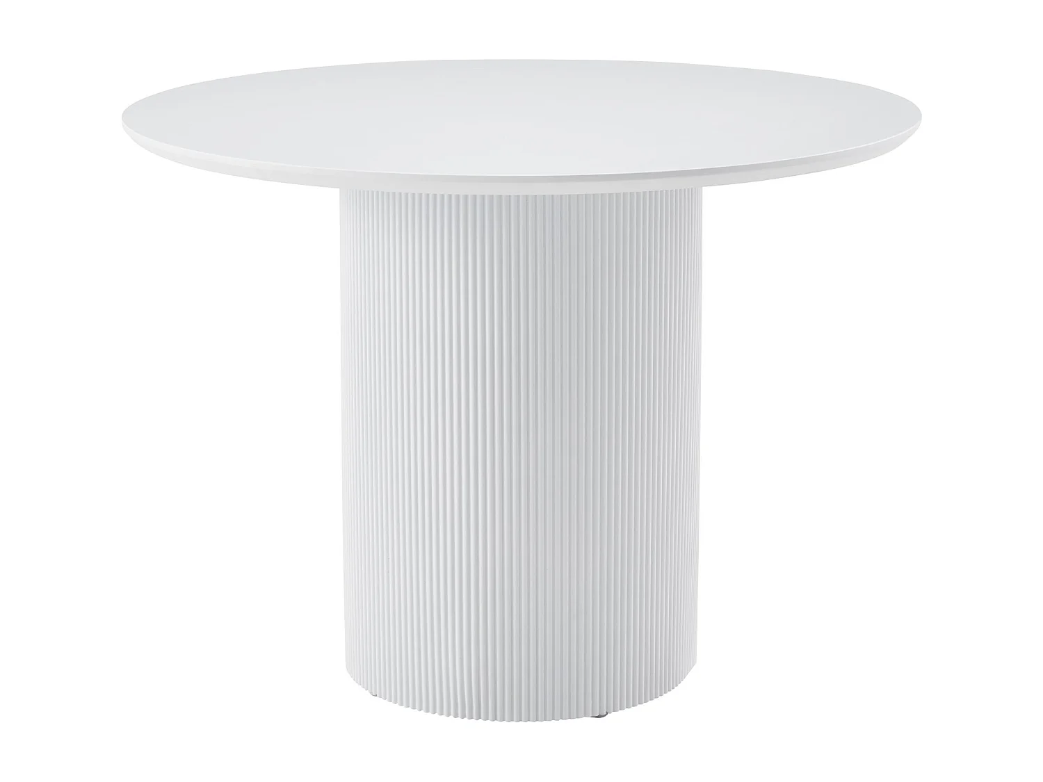 Table à manger ronde – Blanc – socle cylindrique cannelé – 100 cm – TRUALLY