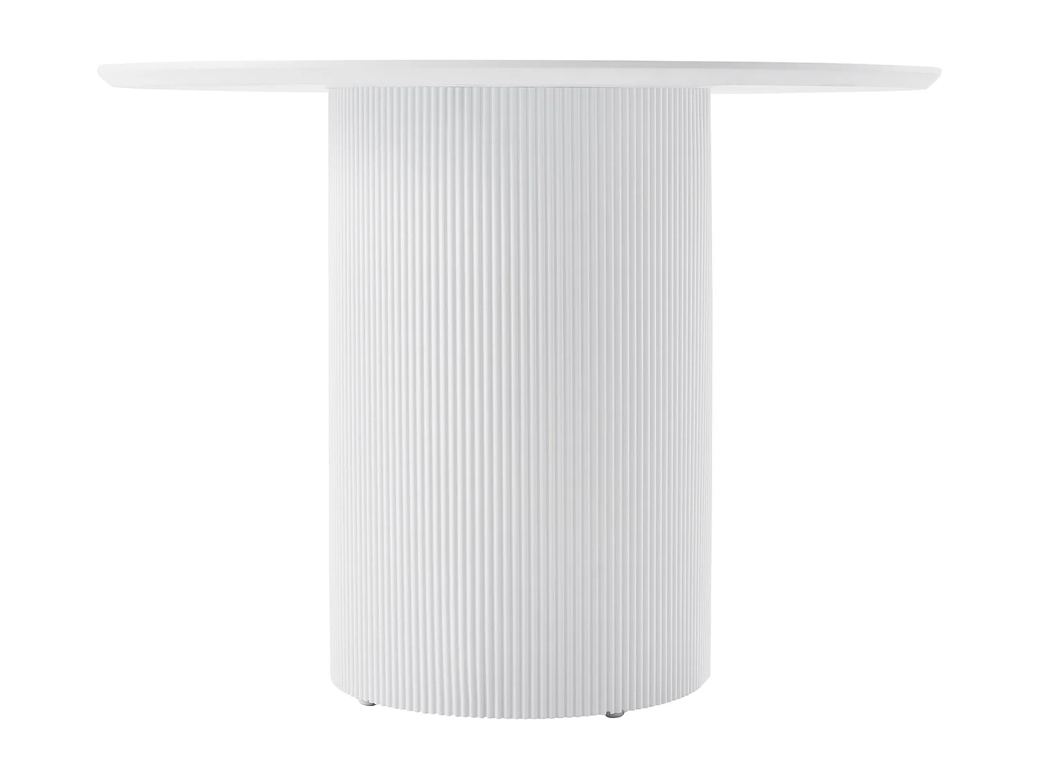 Table à manger ronde – Blanc – socle cylindrique cannelé – 100 cm – TRUALLY