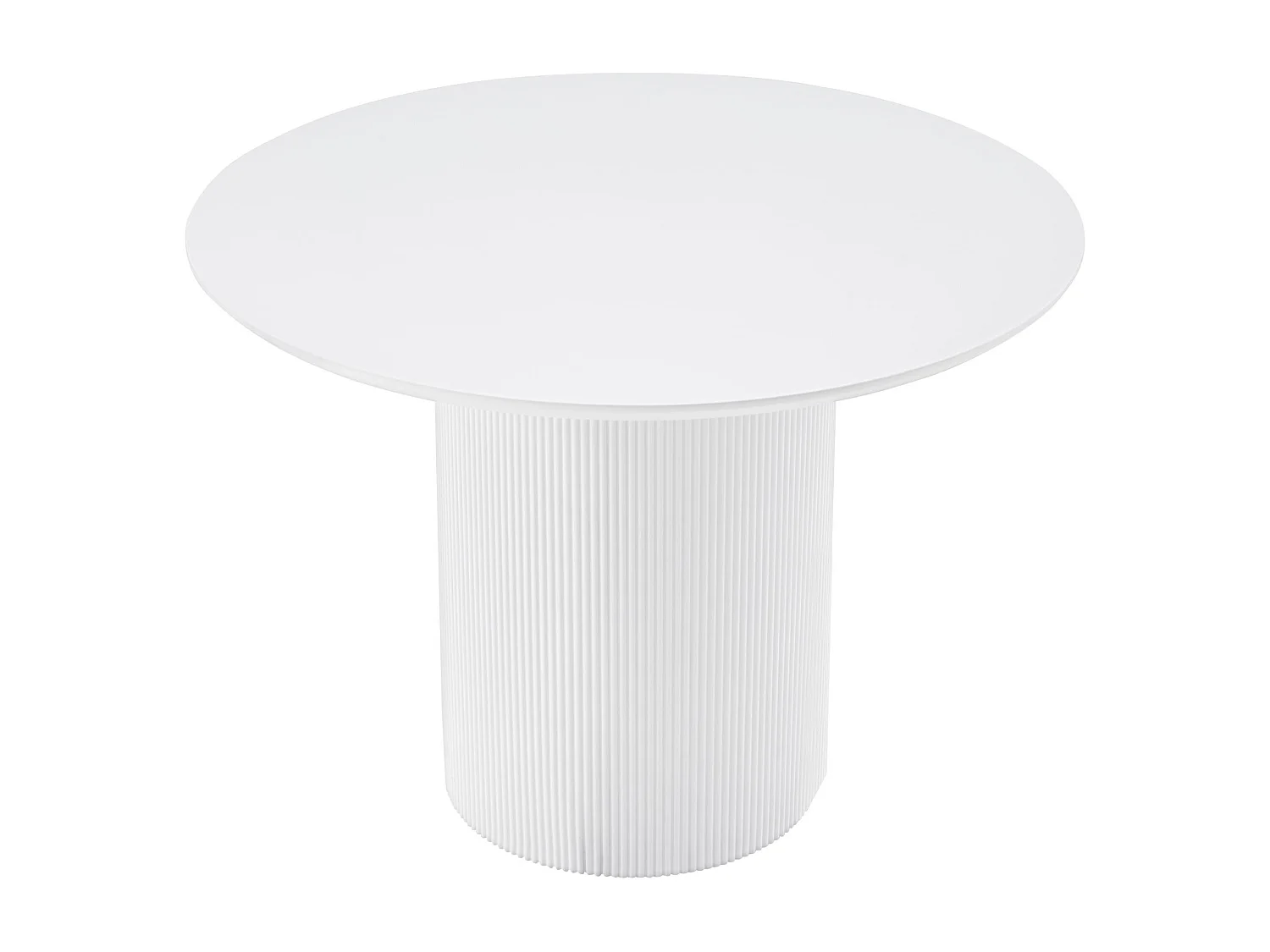 Table à manger ronde – Blanc – socle cylindrique cannelé – 100 cm – TRUALLY