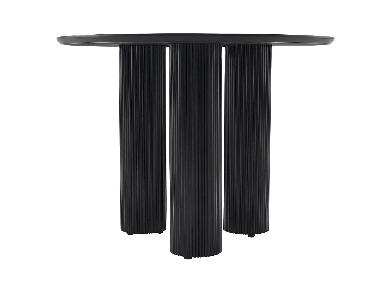 Table à manger ronde – Noir – pieds colonnes cannelés – 100 cm – FASCONS