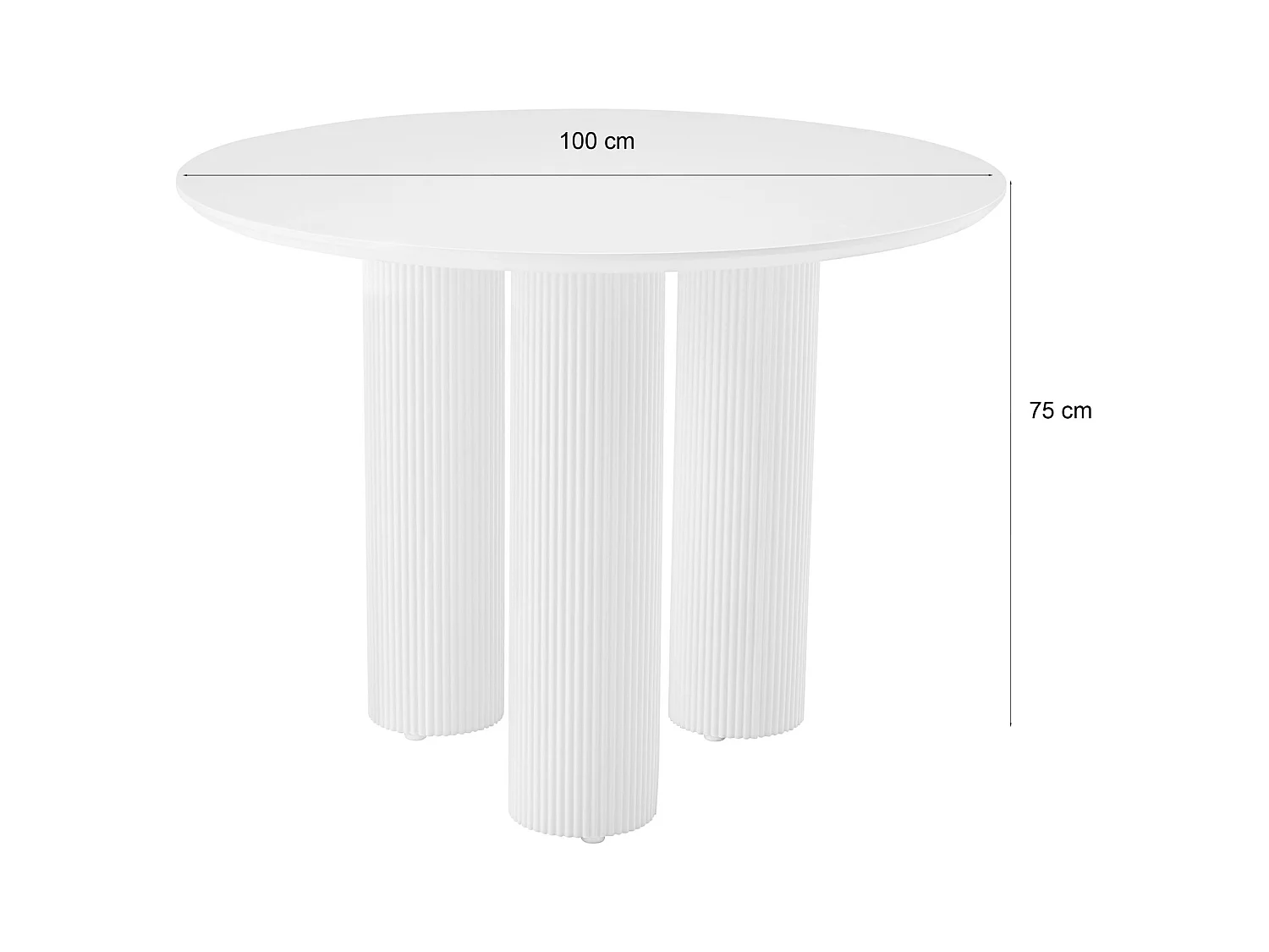 Table à manger ronde – Noir – pieds colonnes cannelés – 100 cm – FASCONS