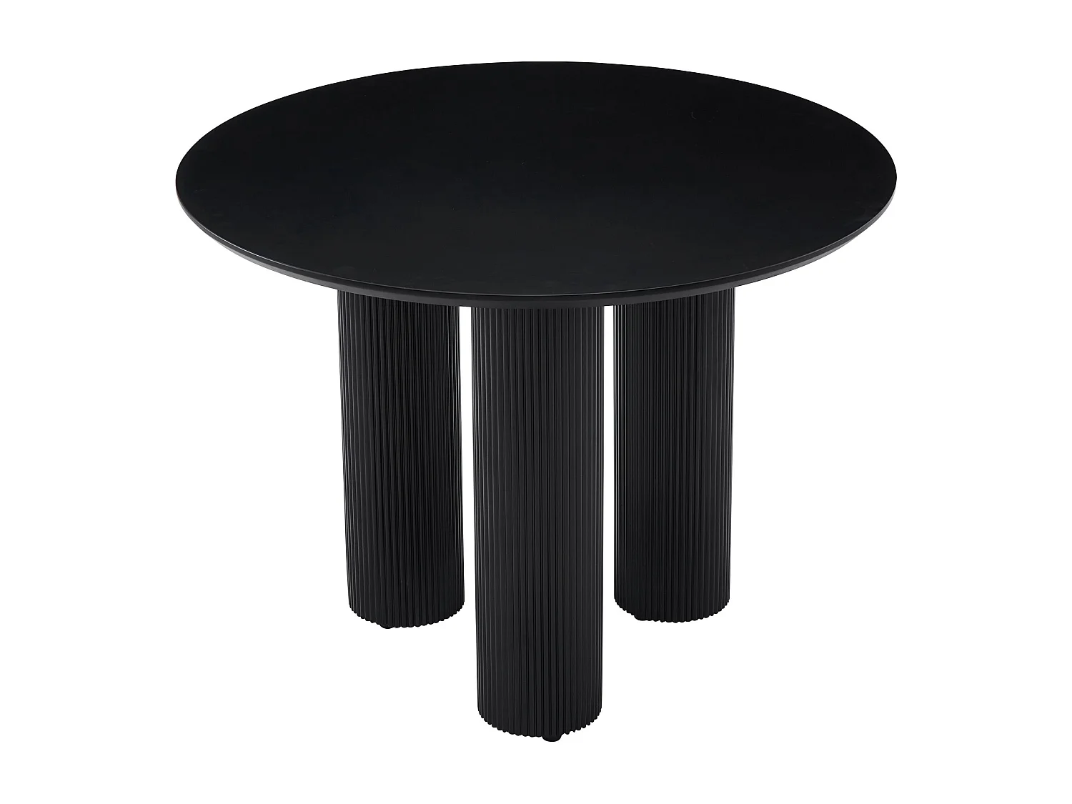 Table à manger ronde – Noir – pieds colonnes cannelés – 100 cm – FASCONS