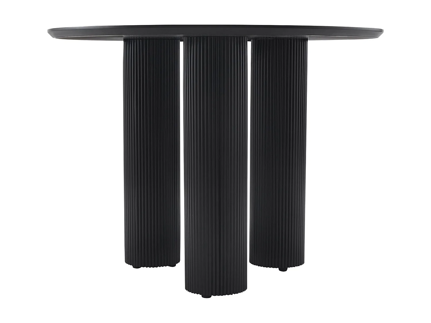 Table à manger ronde – Noir – pieds colonnes cannelés – 100 cm – FASCONS
