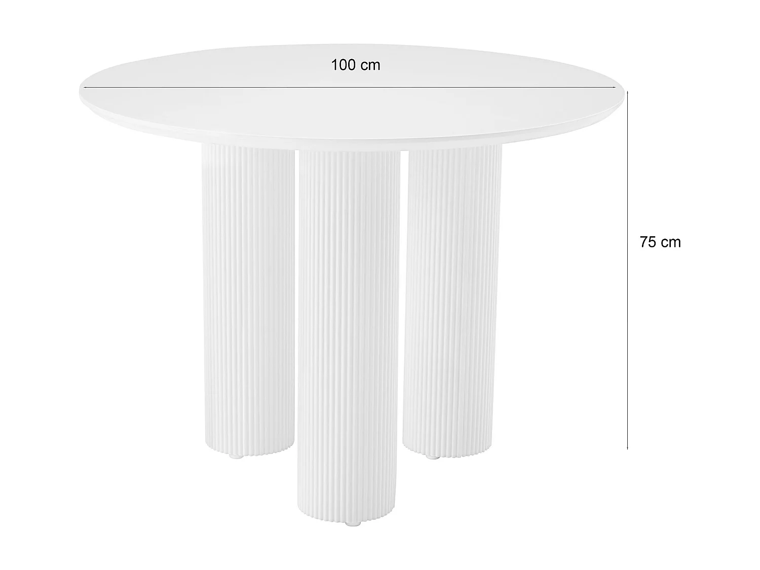 Table à manger ronde – Noir – pieds colonnes cannelés – 100 cm – FASCONS