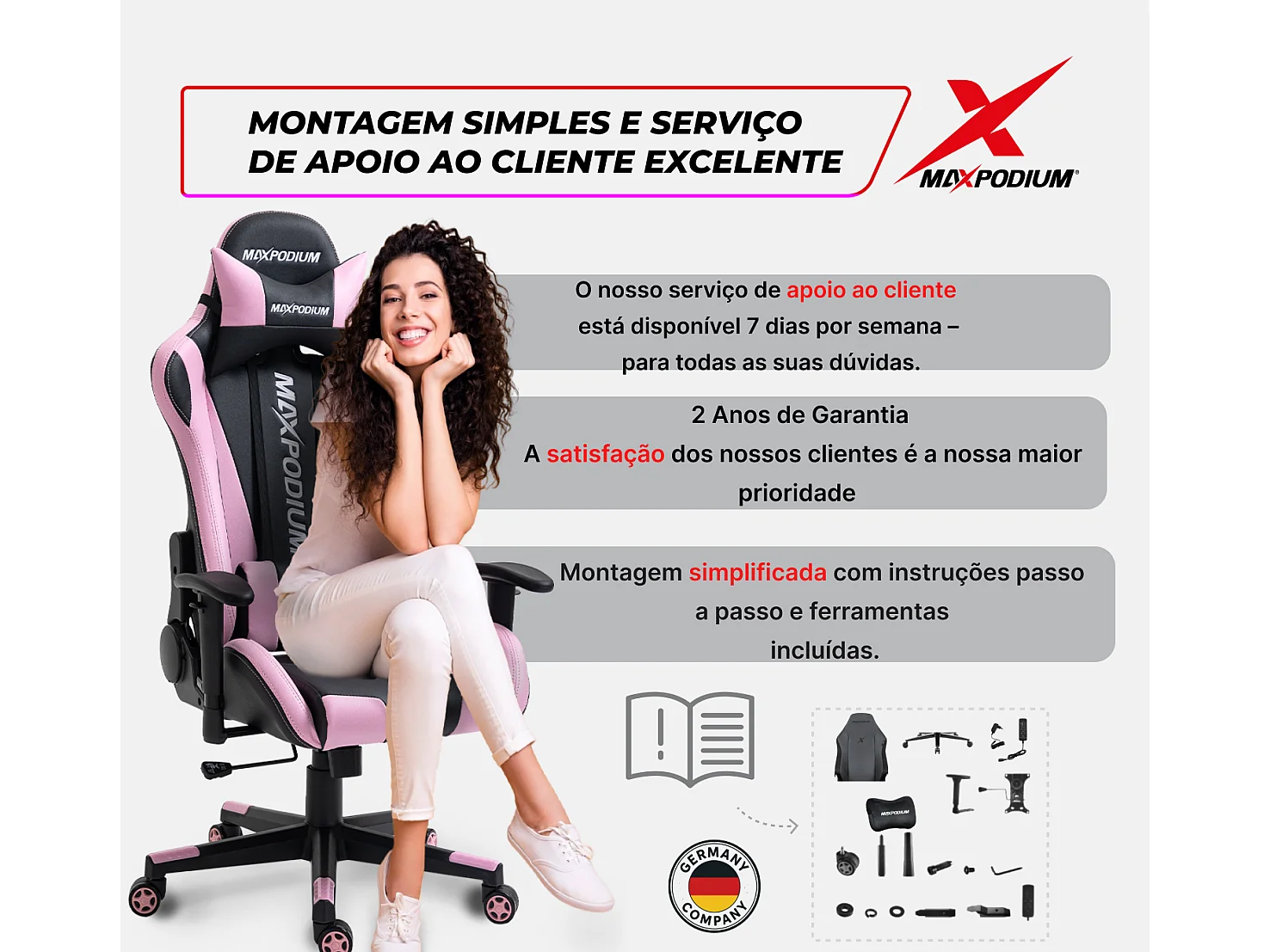 Chaise gamer ergonomique, réglable en hauteur, supporte 150 kg – Tactical, Noire et Rose