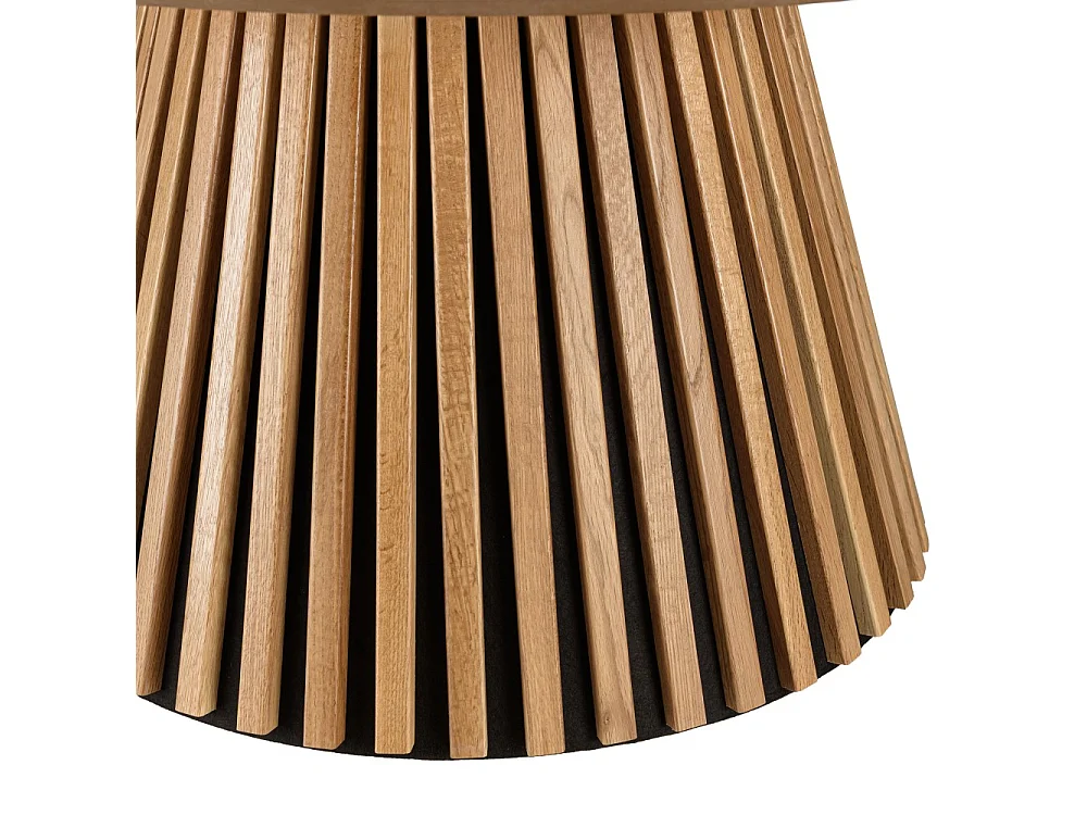 SYA - Table basse ronde D80 décor et chêne naturel pied à motif strié