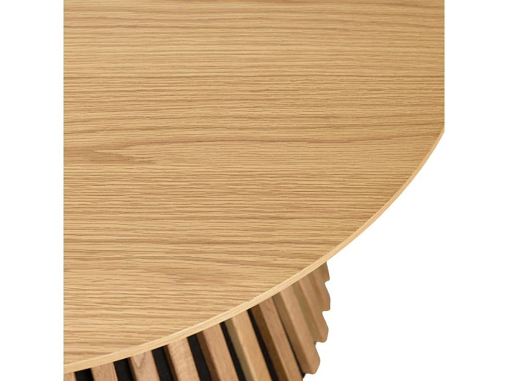 SYA - Table basse ronde D80 décor et chêne naturel pied à motif strié