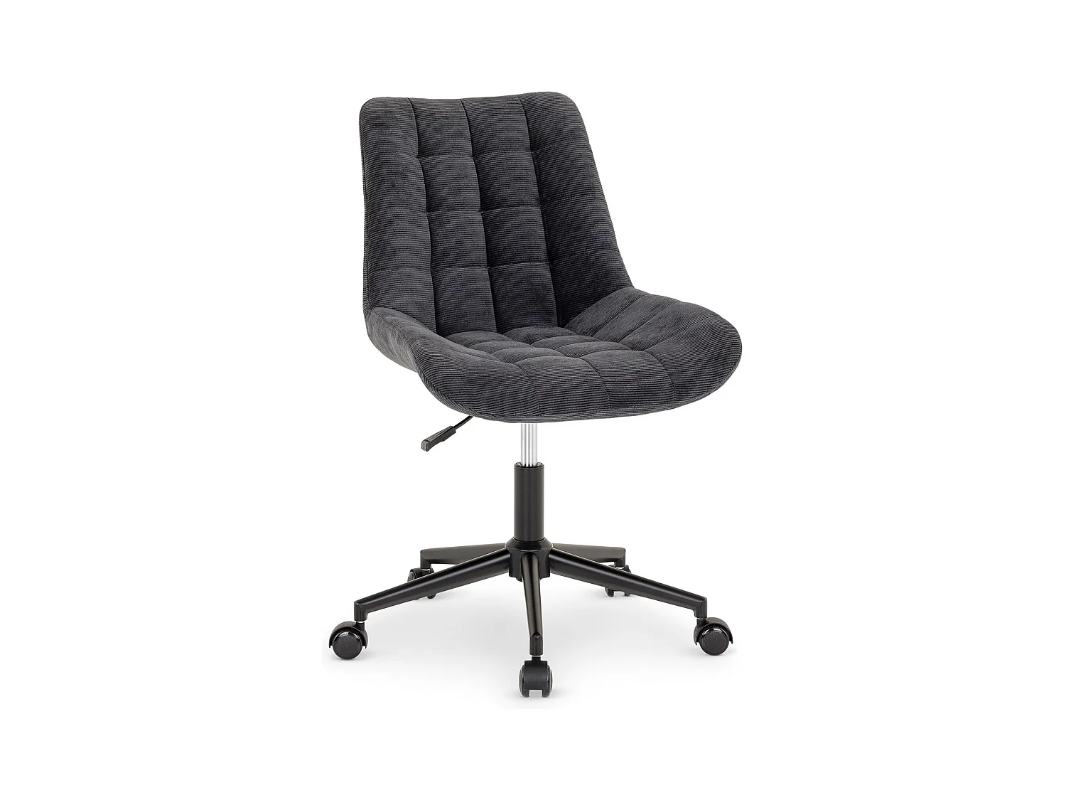 Chaise de bureau VASILO fauteuil en velours côtelé noir avec piétement en métal laqué noir