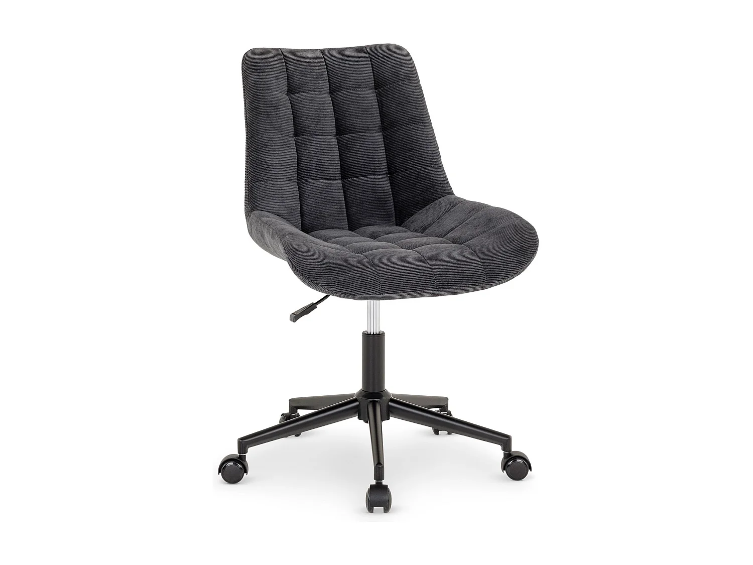 Chaise de bureau VASILO fauteuil en velours côtelé noir avec piétement en métal laqué noir