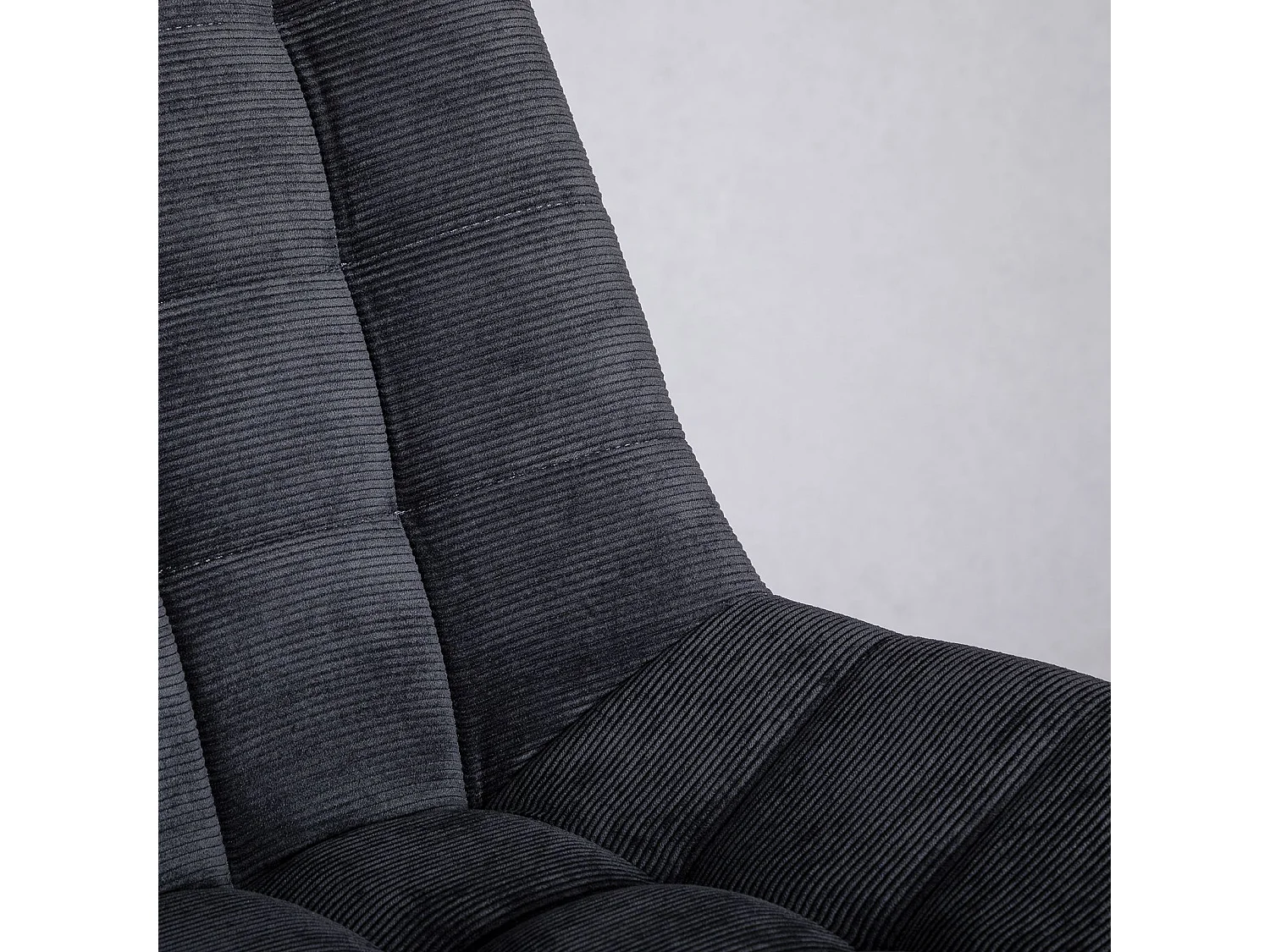 Chaise de bureau VASILO fauteuil en velours côtelé noir avec piétement en métal laqué noir