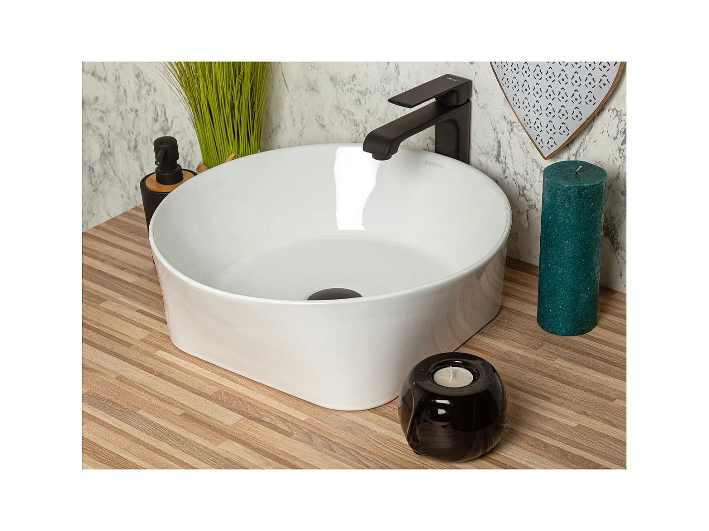 Vasque à poser ronde en céramique ARIA Ø40 cm