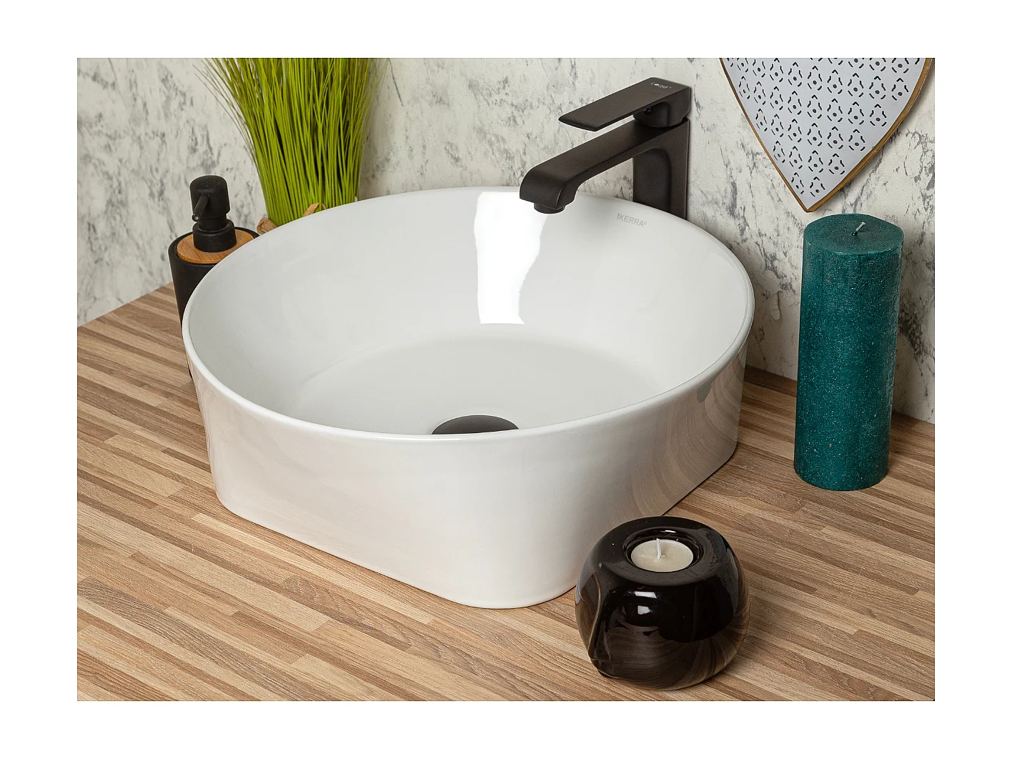 Vasque à poser ronde en céramique ARIA Ø40 cm