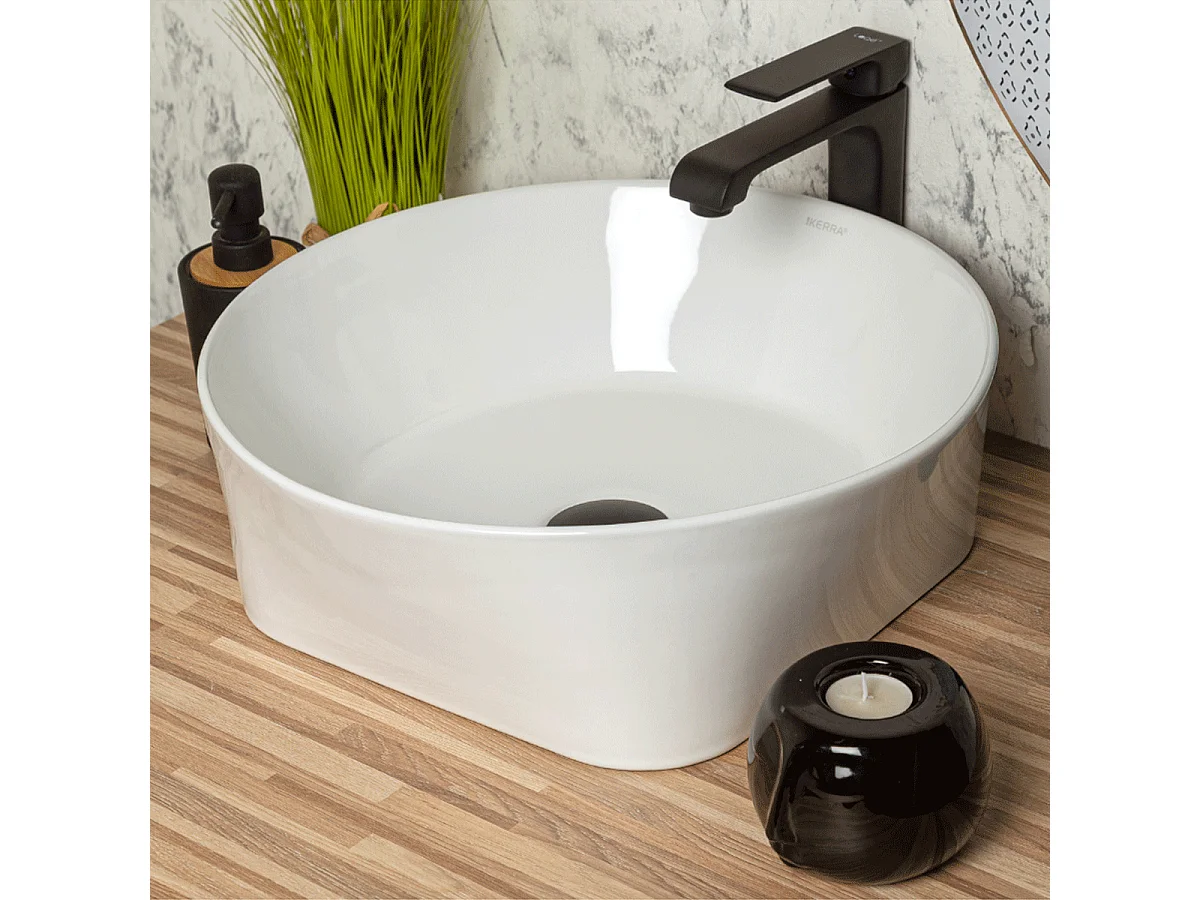 Vasque à poser ronde en céramique ARIA Ø40 cm