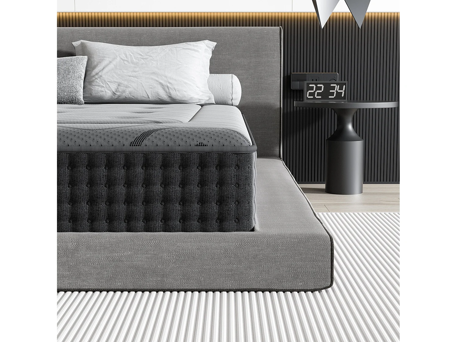 Matelas Ressorts 90x200 cm de Forme en Mousse et Ressorts, 30 cm Épaisseur