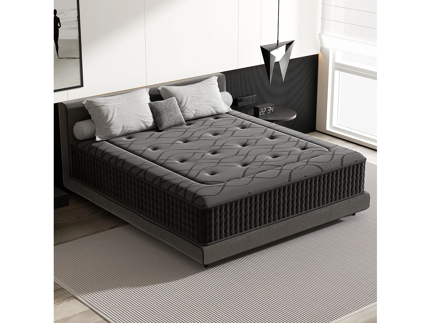 Matelas Ressorts 90x200 cm de Forme en Mousse et Ressorts, 30 cm Épaisseur