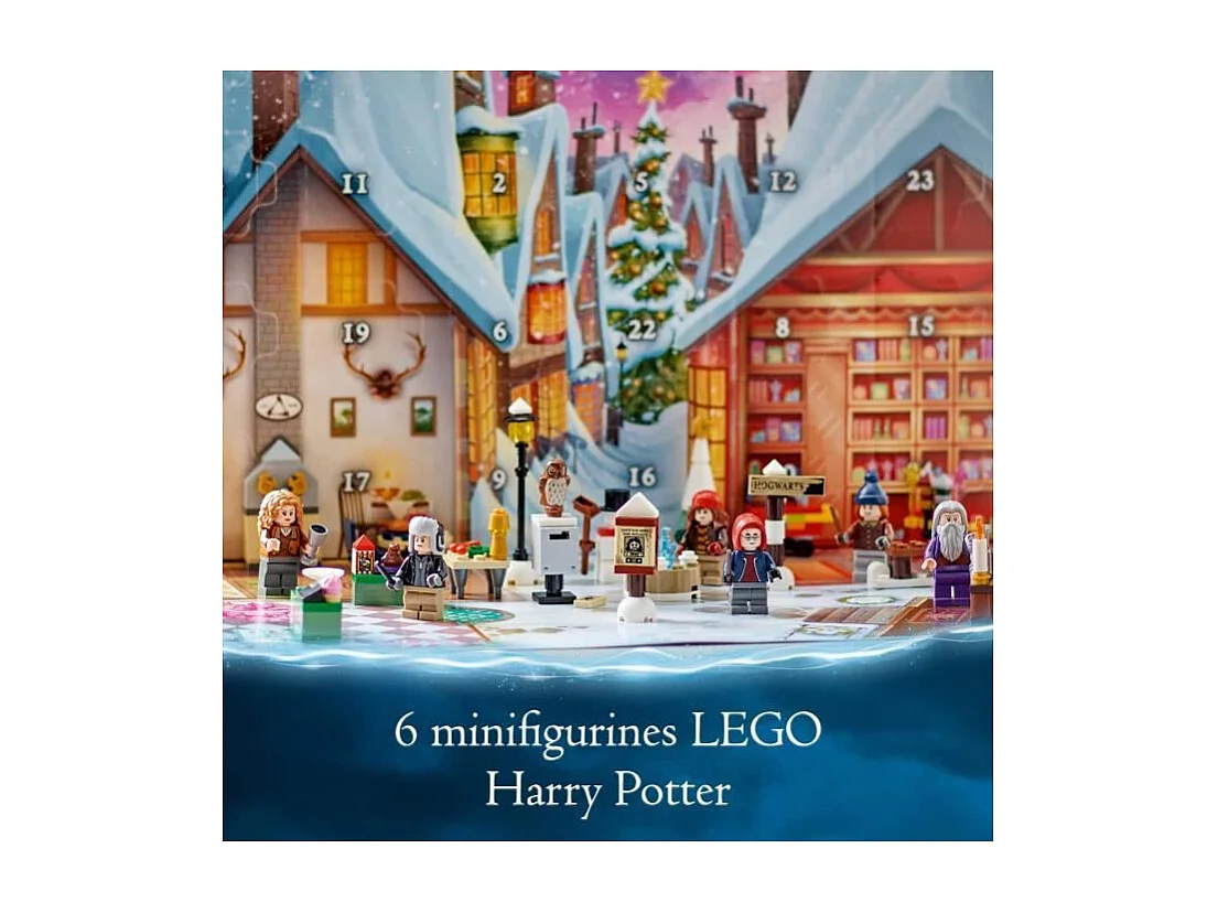 Calendrier de l'Avent LEGO Harry Potter 2023 avec 24 Cadeaux et 6 Minifigurines du Village de Pré-au-Lard