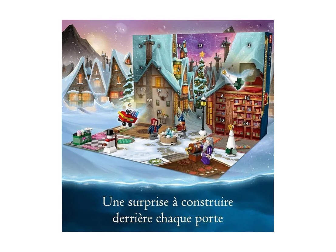 Calendrier de l'Avent LEGO Harry Potter 2023 avec 24 Cadeaux et 6 Minifigurines du Village de Pré-au-Lard