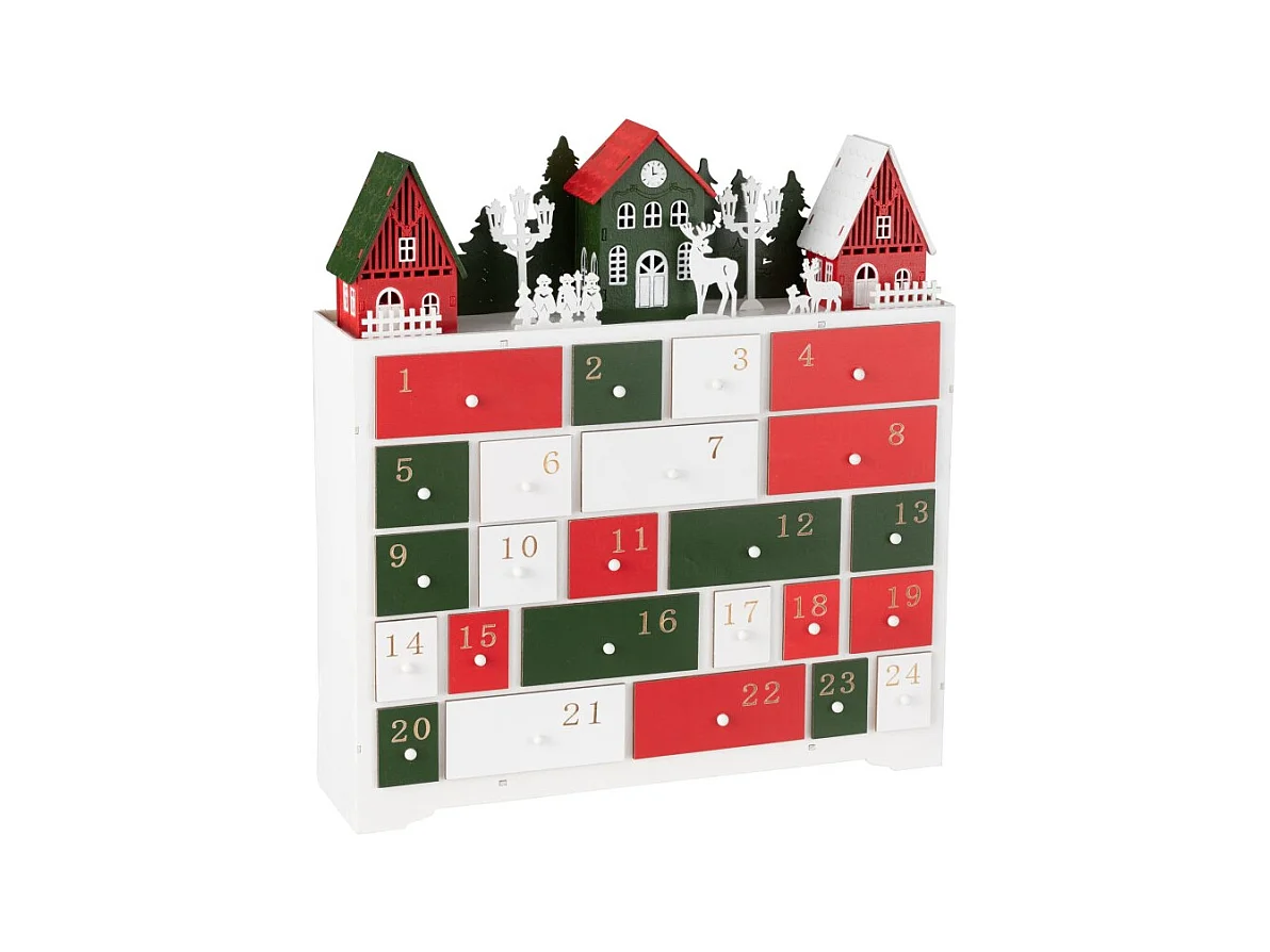 Calendario de adviento de madera multicolor 38*10.5*41 cm