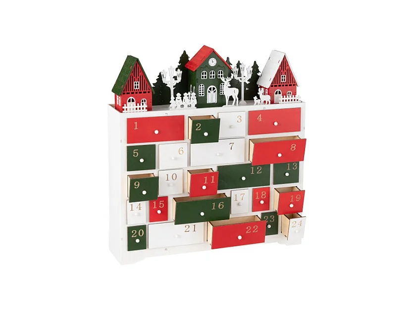 Calendario de adviento de madera multicolor 38*10.5*41 cm