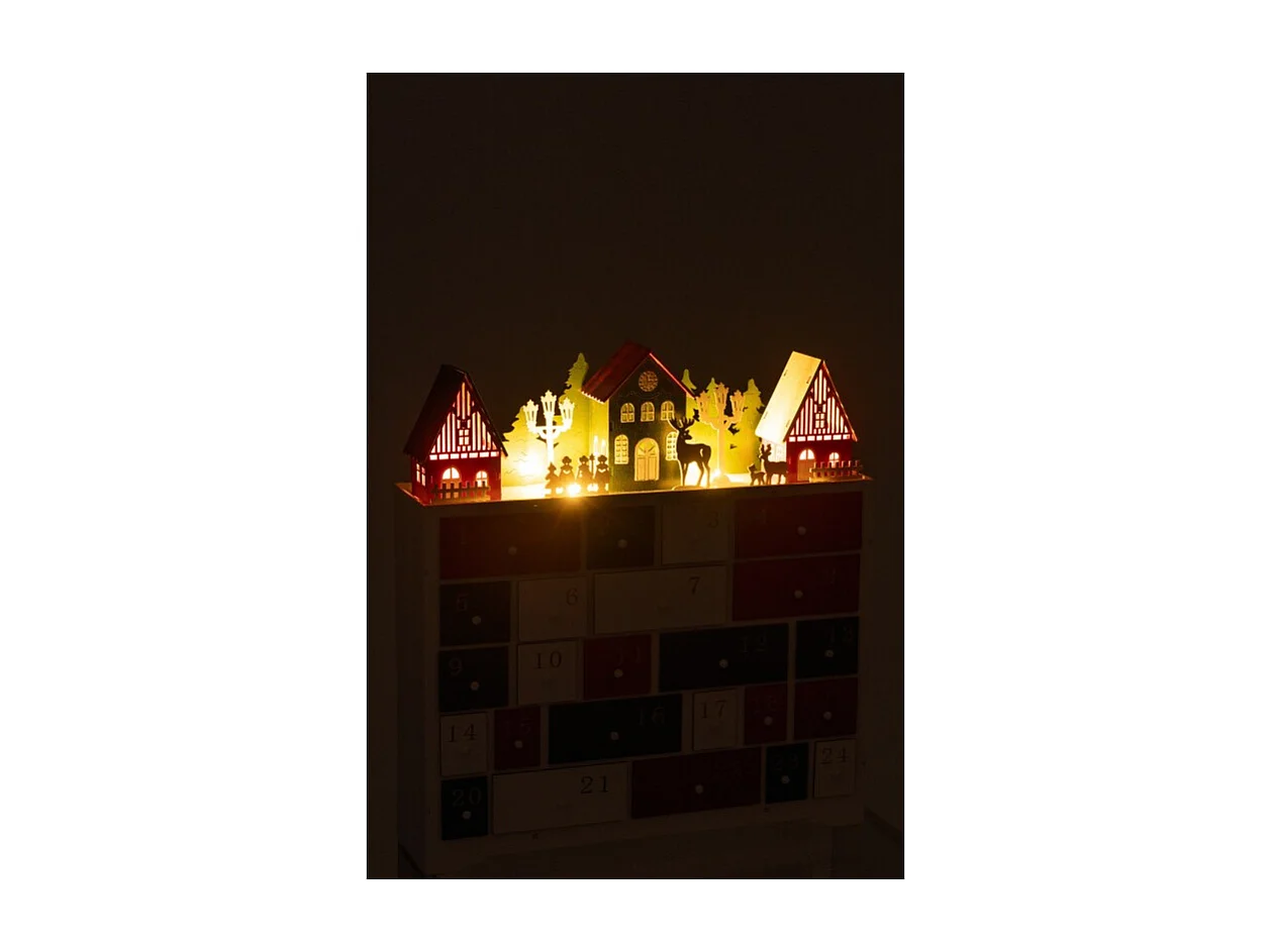 Calendrier de l'Avent à LED "Hiver" 41cm Multicolore