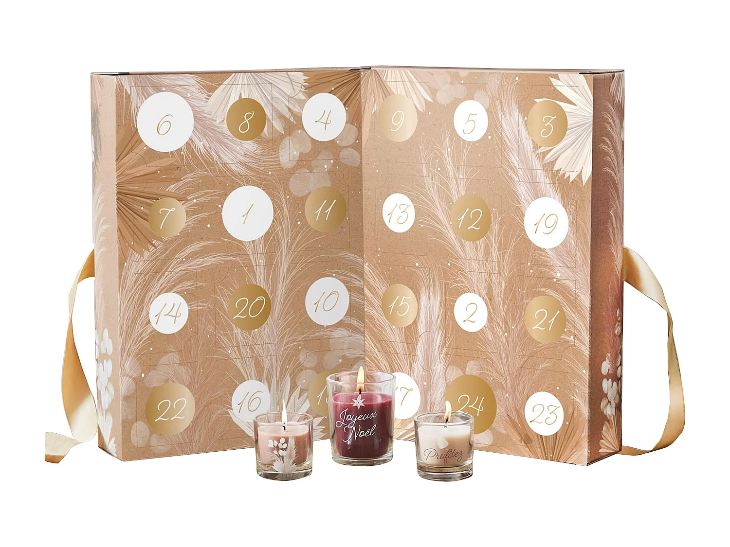 Calendrier de l'avent 24 bougies parfumées collection NOËL doré