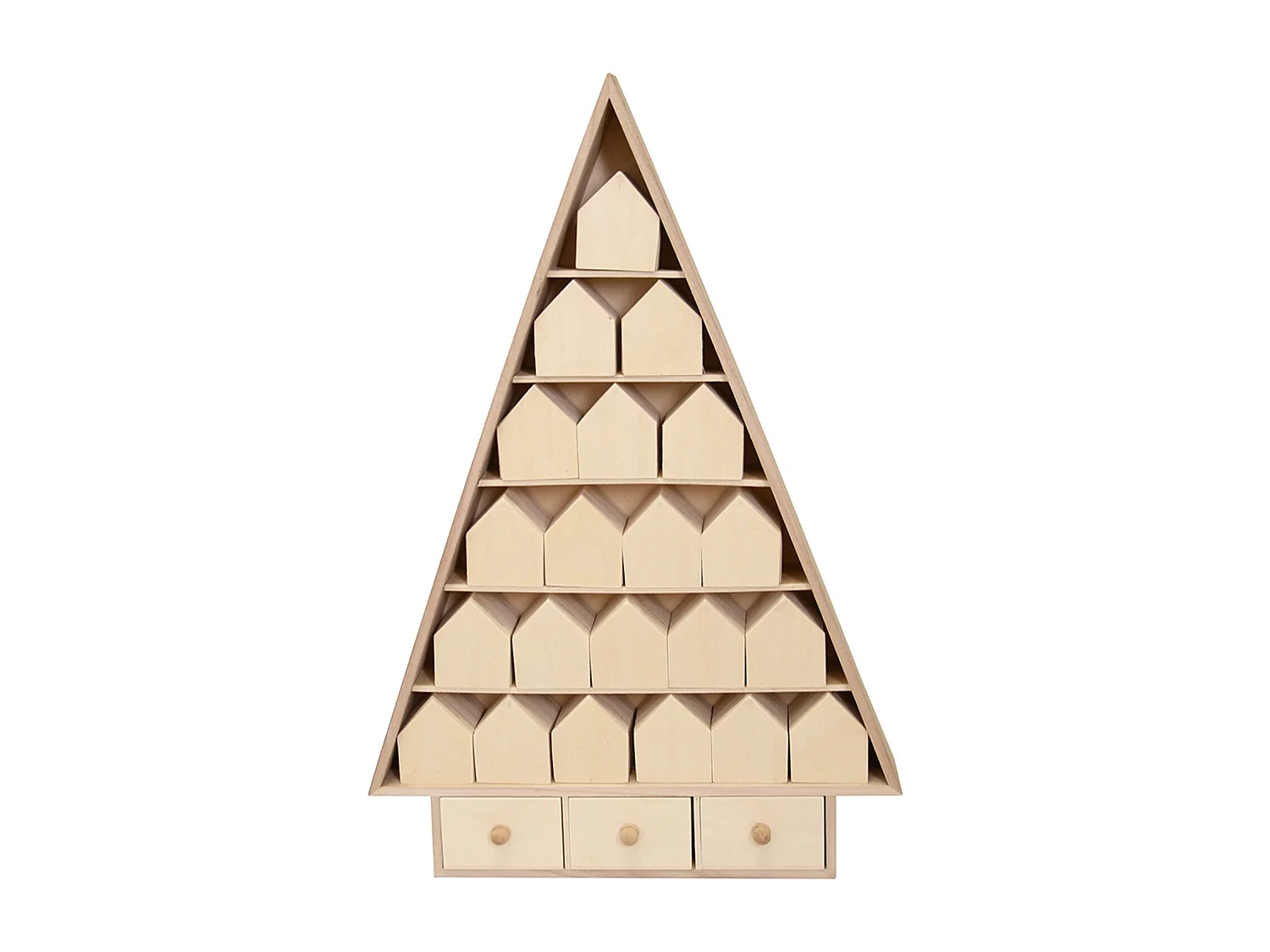 Adventskalender Tannenbaum aus Holz 52 x 35 cm