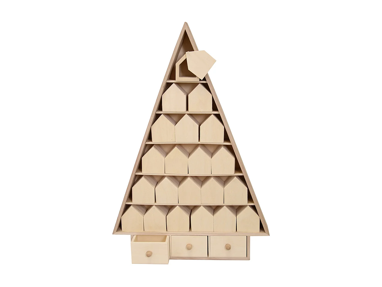 Adventskalender Tannenbaum aus Holz 52 x 35 cm