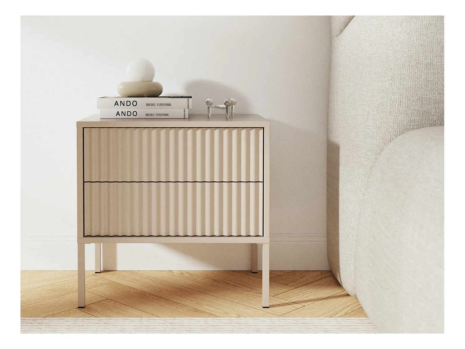 NOTO-nachtkastje 50 cm Cashmere met 2 lades