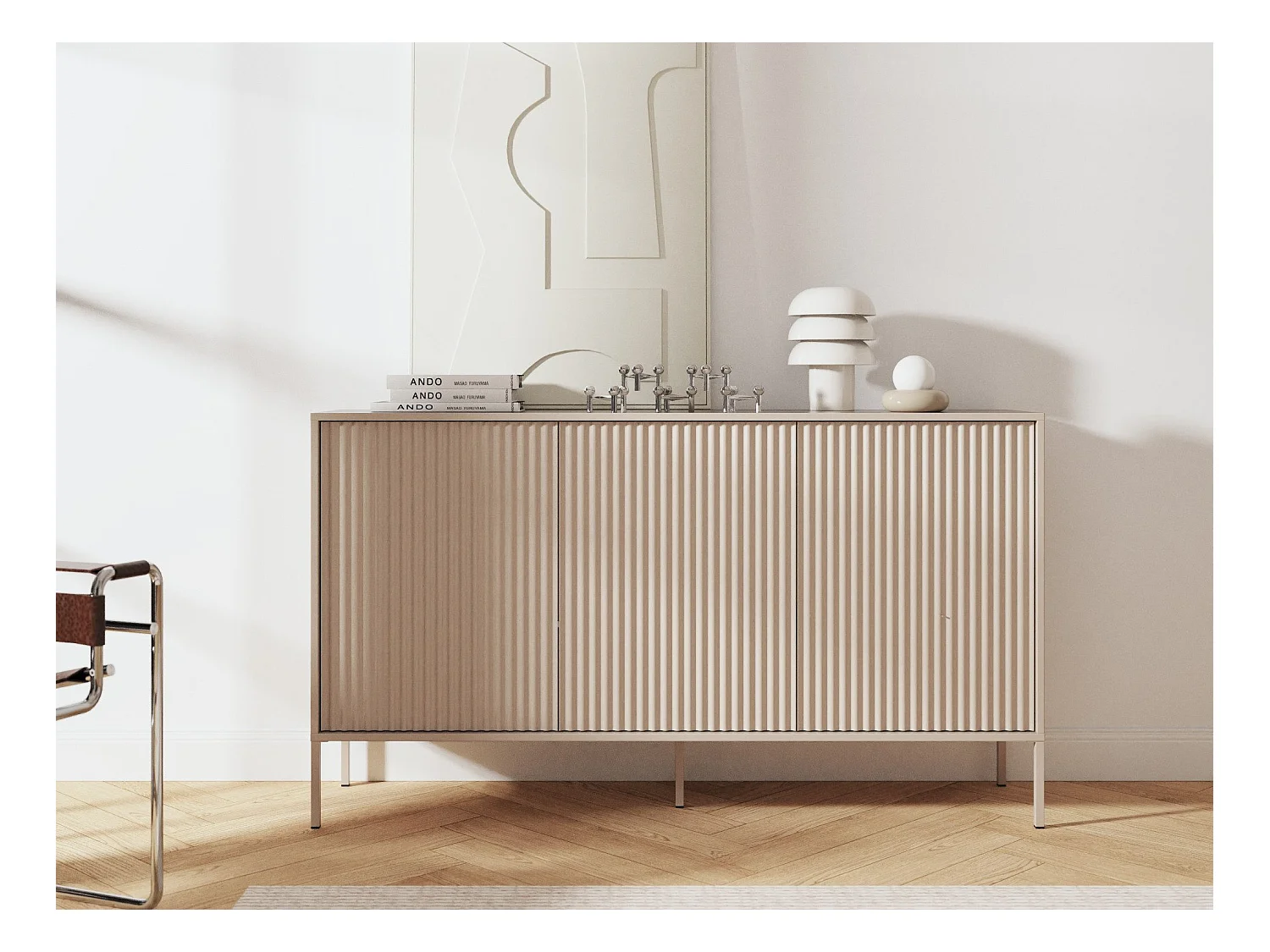 Kommode NOTO 150 cm im modernen Design mit geriffelten Fronten