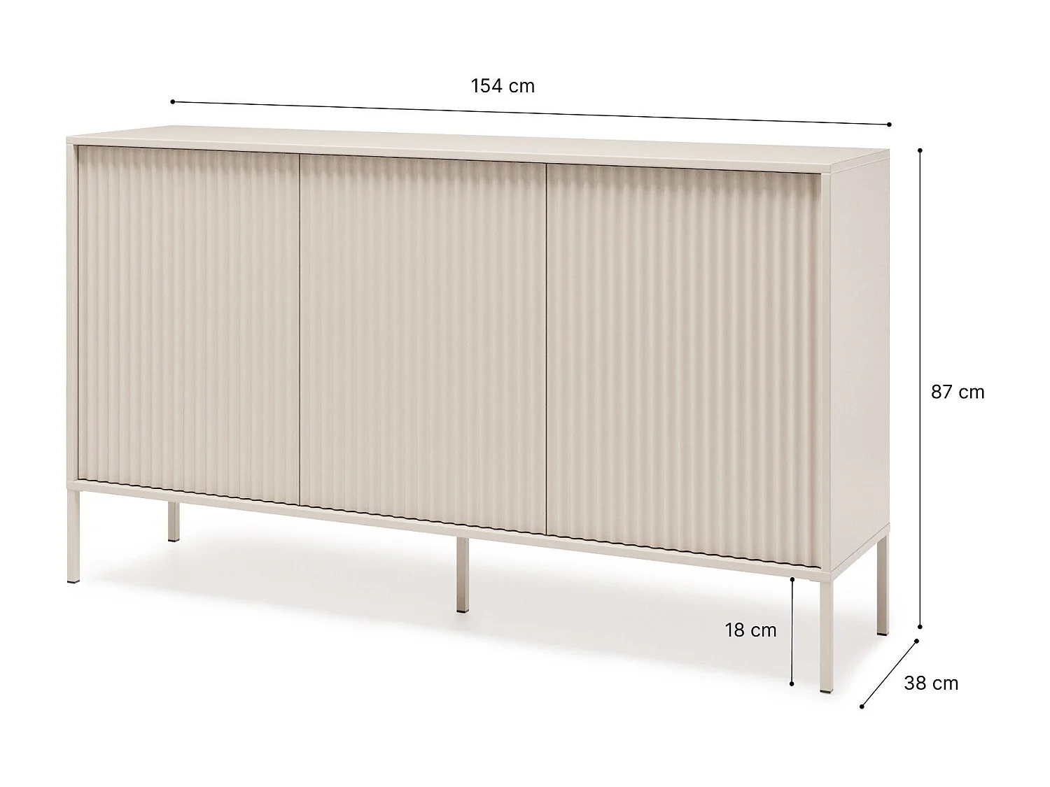 Commode NOTO 154 au design moderne avec façades rainurées