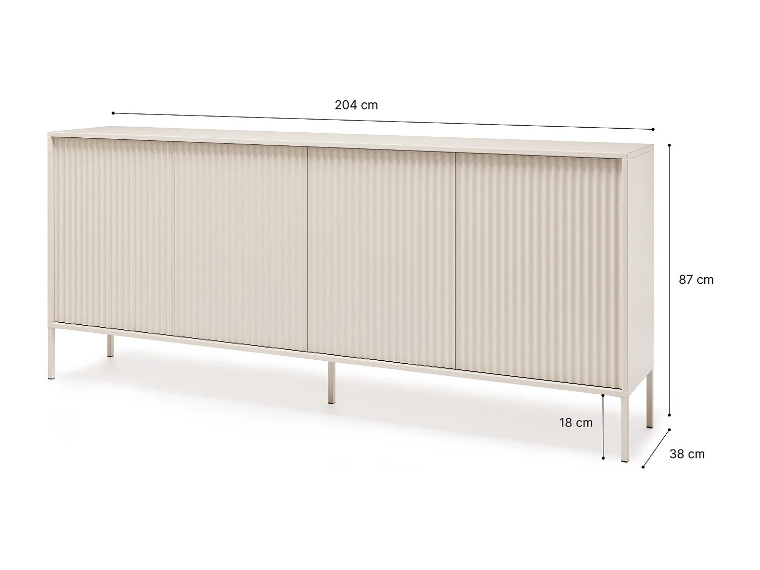 Commode NOTO 200 cm avec 4 portes Push-to-Open