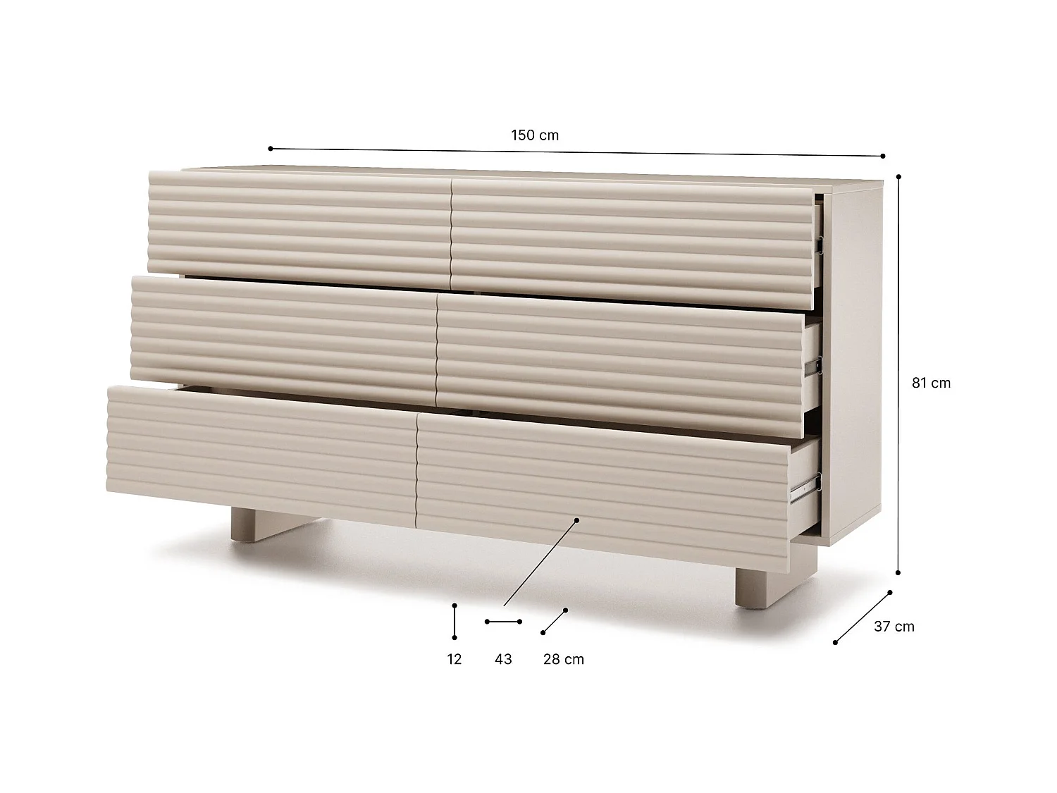 Commode TORINO avec 6 tiroirs