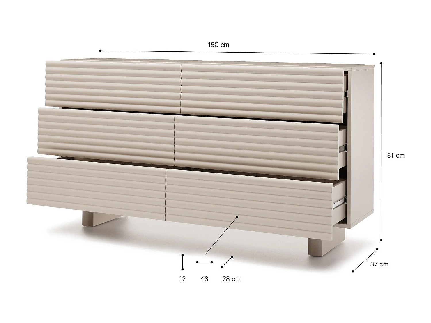 Commode TORINO avec 6 tiroirs