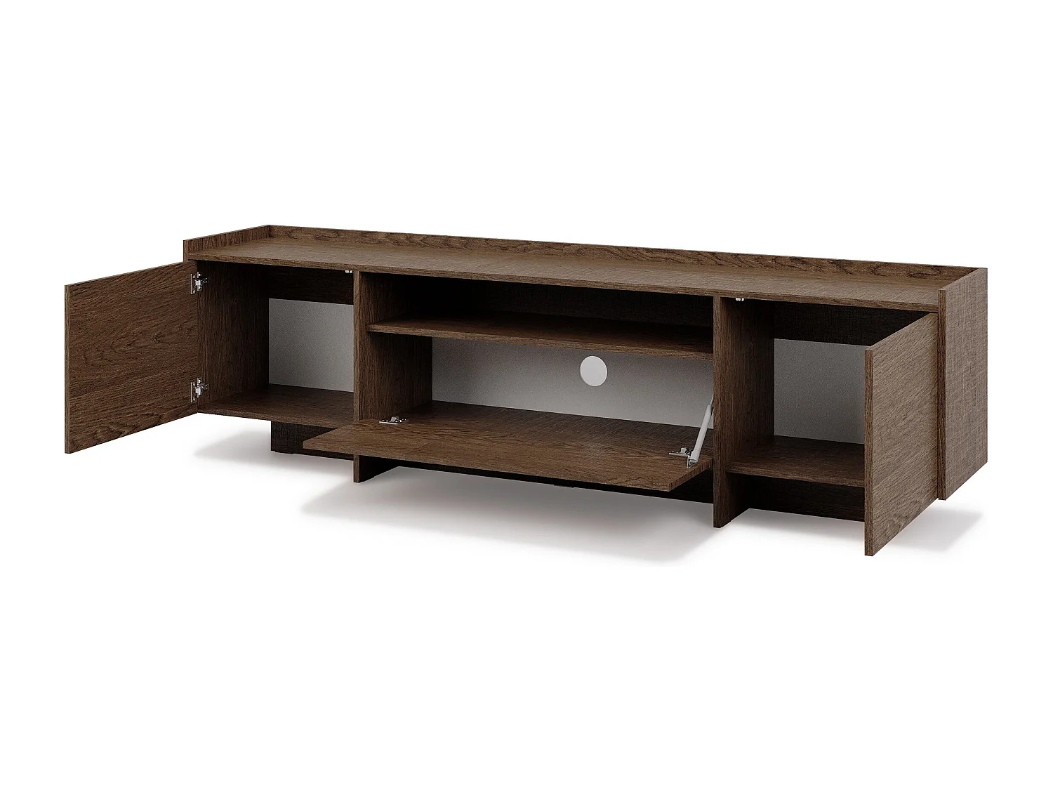 Meuble TV JUNI avec 3 portes et compartiment ouvert