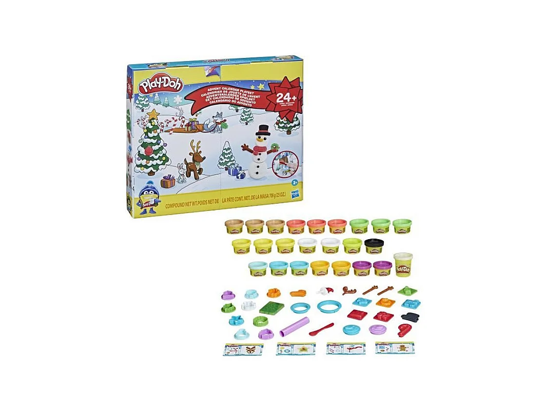 PLAY-DOH Adventskalender - 24 Überraschungen - 24 Töpfe Knete - Aktivitätsmatte für Kinder ab 3 Jahren