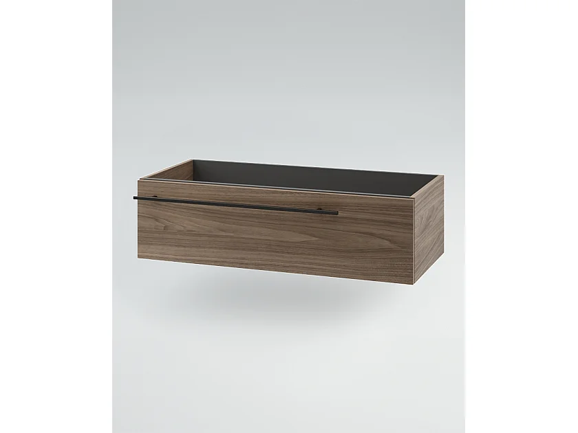 Mobile bagno Top L 70 x P 46 con lavabo in appoggio cassettiera poro noce specchio