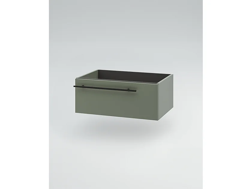 Mobile bagno Top  L 100 x P 46 con lavabo in appoggio poro noce cassettiera verde salvia specchio illuminato e p.asciugamano