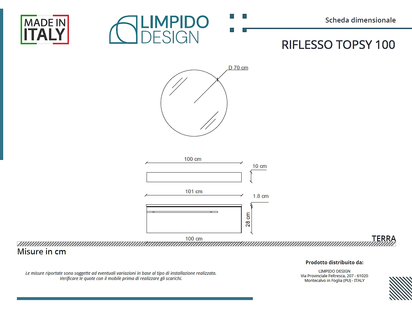 Mobile bagno Top  L 100 x P 46 con lavabo in appoggio poro noce cassettiera verde salvia specchio illuminato e p.asciugamano