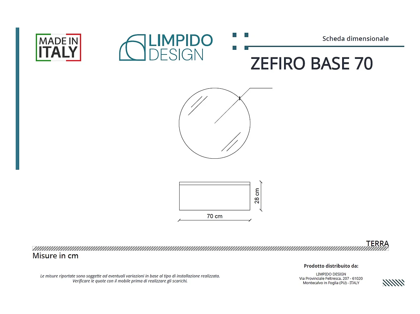 Mobile bagno sottolavabo con lavabo ad incasso L 70 x H 28 x P 46 specchio illuminato e porta asciugamano blu oceano