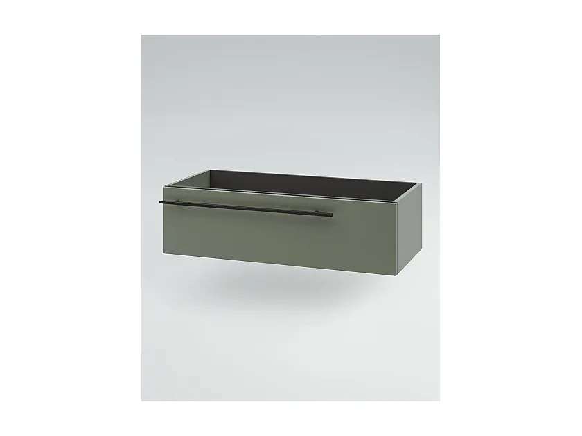 Mobile bagno Top L 70 x P 46 con lavabo in appoggio poro noce cassettiera verde salvia specchio