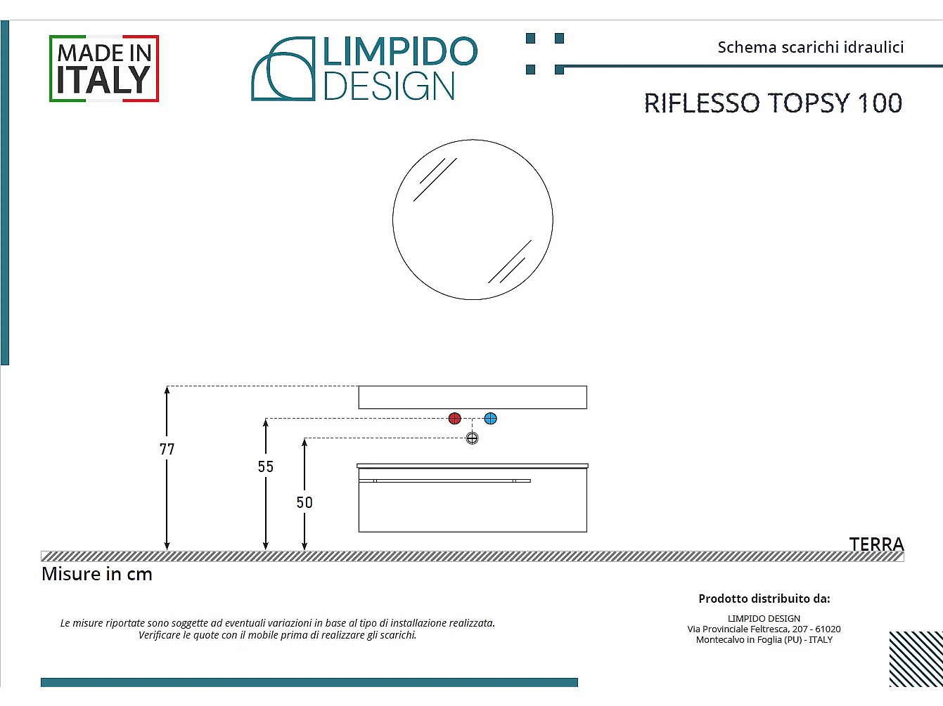Mobile bagno Top L 100 x P 46 con lavabo in appoggio cassettiera poro noce specchio illuminato e p.asciugamano