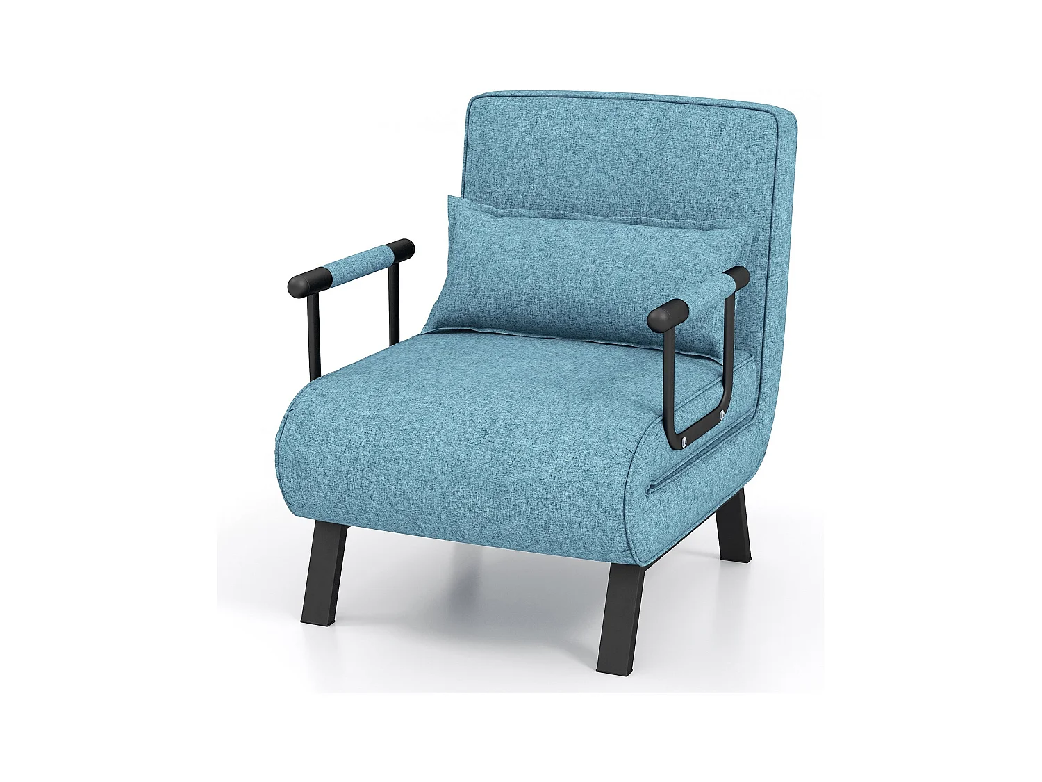 Fauteuil Convertible à Lit 1 Place, Fauteuil de Salon 4-en-1 Dossier Réglable en 6 Positions avec Oreiller Vert