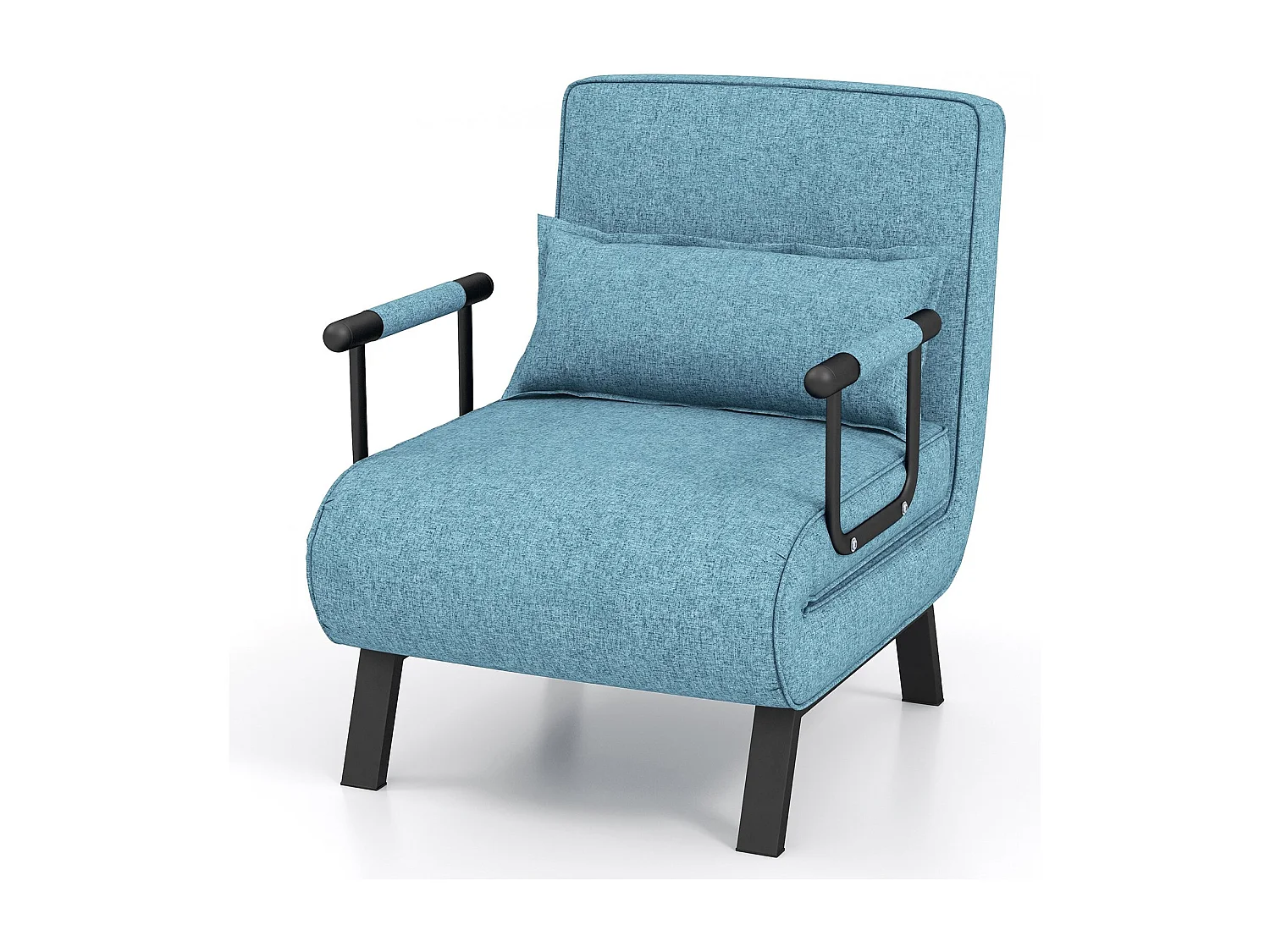 Fauteuil Convertible à Lit 1 Place, Fauteuil de Salon 4-en-1 Dossier Réglable en 6 Positions avec Oreiller Vert